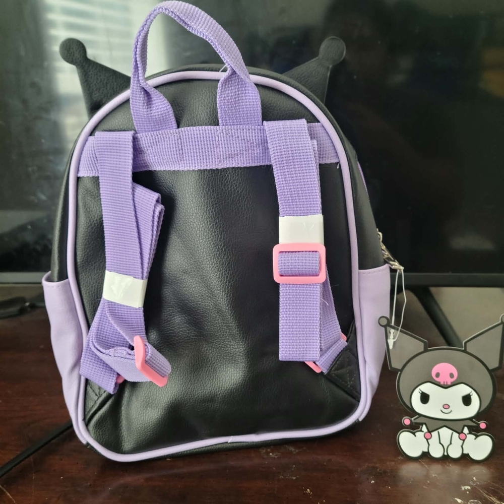 Cute Character Kids Backpack - Black and Purple - Picture 3 of 5